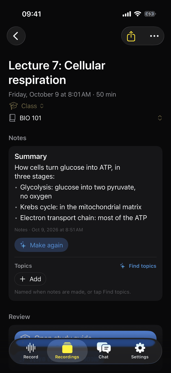 Lecture 7: Cellular respiration, with lecture notes on glycolysis, the Krebs cycle and the electron transport chain